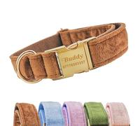 Personalised Dog Collar Custom Adjustable Velvet Dog Collars Engraved Puppy Pet Collars for Small Medium Large Dogs Cats Puppy Pet Furry Friend (Brown, M)