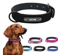 Personalised Dog Collar Custom Engraved with Name，Pet Plate PU leather Adjustable ID Tags Frosted Anti-lost Small Large Dog Cats Puppy Pet Collar Collar (Black, L)