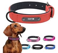 Personalised Dog Collar Custom Engraved with Name，Pet Plate PU leather Adjustable ID Tags Frosted Anti-lost Small Large Dog Cats Puppy Pet Collar Collar (Brown, XL)