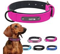 Personalised Dog Collar Custom Engraved with Name，Pet Plate PU leather Adjustable ID Tags Frosted Anti-lost Small Large Dog Cats Puppy Pet Collar Collar (Gray, S)