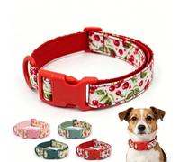 Personalised Dog Collar for Male Female Dogs Fruit Pattern Engraved Pet Collars with Name Saftey Plastic Buckle for Puppy Kitten (Cherry,S)
