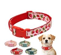 Personalised Dog Collar for Male Female Dogs Fruit Pattern Engraved Pet Collars with Name Saftey Plastic Buckle for Puppy Kitten (Strawberry,XS)