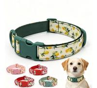 Personalised Dog Collar for Male Female Dogs Fruit Pattern Engraved Pet Collars with Name Saftey Plastic Buckle for Puppy Kitten (Lemon,S)