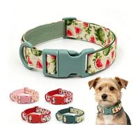 Personalised Dog Collar for Male Female Dogs Fruit Pattern Engraved Pet Collars with Name Saftey Plastic Buckle for Puppy Kitten (Watermelon,L)