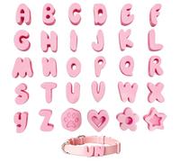 Personalised Dog Collar, Silicone Pet Collar with 30Pcs Name Accessories | Customisable Letter Combination, Adjustable Secure Fit, Yellow/Pink, S/M/L