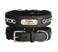 Personalised Dog Collars With Anti-Loss Name Tags Suitable For Labrador Retrievers Shiba Inus Bulldogs,Black,M