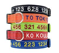 Personalised Dog Collars with Name and Phone Number, Custom Reflective Nylon Embroidered Dog Collar Medium, Small, Large, 4 Adjustable Sizes,11 Colors