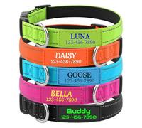 Personalised Dog Collars with Name, Custom Reflective Padded Dog Collar, Silicone ID Tags, Nylon Soft Dog Collar Small, Medium, Large Dogs