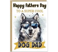Personalised Dog Dad Fathers Day Card - Happy Fathers Day To A Cool Dog Daddy - Custom Name For Pet Parent - 13 Dog Breeds Best Doggy Father Greetings Card (Husky)