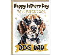 Personalised Dog Dad Fathers Day Card - Happy Fathers Day To A Cool Dog Daddy - Custom Name For Pet Parent - 13 Dog Breeds Best Doggy Father Greetings Card (Beagle)