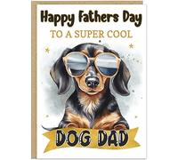 Personalised Dog Dad Fathers Day Card - Happy Fathers Day To A Cool Dog Daddy - Custom Name For Pet Parent - 13 Dog Breeds Best Doggy Father Greetings Card (Dachshund)