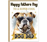 Personalised Dog Dad Fathers Day Card - Happy Fathers Day To A Cool Dog Daddy - Custom Name For Pet Parent - 13 Dog Breeds Best Doggy Father Greetings Card (Bulldog)