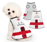 Personalised Dog Football Jersey for the 2026 Match Day Customise Team Name and Number on a Lightweight Breathable Pet Shirt, Great Comfortable Top for Small Medium and Large Dogs (E-ngland)
