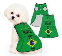 Personalised Dog Football Jersey for the 2026 Match Day Customise Team Name and Number on a Lightweight Breathable Pet Shirt, Great Comfortable Top for Small Medium and Large Dogs (B-razil)