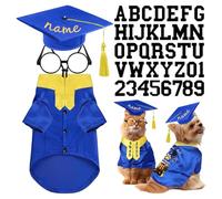 Personalised Dog Graduation Outfit, Personalized Pet Graduation Costume Set - Custom Text Photo Cap Gown Glasses for Small Medium Large Dogs, DIY Letters Kit, Funny Gift for Pet Lover (A, L)