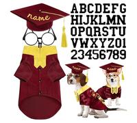 Personalised Dog Graduation Outfit, Personalized Pet Graduation Costume Set - Custom Text Photo Cap Gown Glasses for Small Medium Large Dogs, DIY Letters Kit, Funny Gift for Pet Lover (B, S)