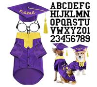 Personalised Dog Graduation Outfit, Personalized Pet Graduation Costume Set - Custom Text Photo Cap Gown Glasses for Small Medium Large Dogs, DIY Letters Kit, Funny Gift for Pet Lover (C, XL)