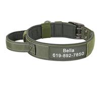 Personalised Dog Hunting Camp Training Collar With Handle Military Tactical German Shepherd Labrador Retriever Collar,Green,XL