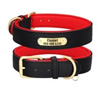 Personalised Dog ID Tag Collar Customisation PU Leather Anti-Lost Collars For Pitbull Terriers Labrador Retrievers Bulldogs,Black,S