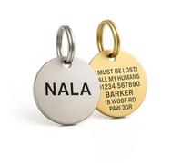 Personalised Dog ID Tag, Custom Engraved Stainless Steel Name Disc for Dogs & Cats, Large, Silver, Double Sided Quiet Waterproof Heavy Duty, UK Legal, The Stately Hound (Silver, Large: 30mm)