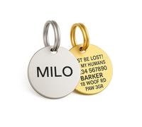 Personalised Dog ID Tag, Dog Tags for Pets Engraved UK Stainless Steel Round Name Disc for Dogs and Cats, Large, Lightweight, UK Legal, The Stately Hound (Silver, Large: 30mm)