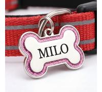 Personalised Dog ID Tag Engraved - Custom Pet Name Tag for Dogs & Cats, Stainless Steel Collar Tag, Clear Durable Engraving, UK Seller 45 * 30 MM (Pink, Large)
