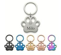Personalised Dog ID Tag Engraved - Custom Pet Name Tag for Dogs & Cats, Stainless Steel Collar Tag, Clear Durable Engraving, UK Seller 35 * 30 MM Paw (Silver, Medium)