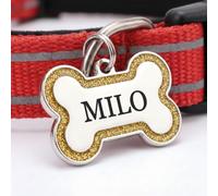 Personalised Dog ID Tag Engraved - Custom Pet Name Tag for Dogs & Cats, Stainless Steel Collar Tag, Clear Durable Engraving, UK Seller 45 * 30 MM (Yellow, Large)