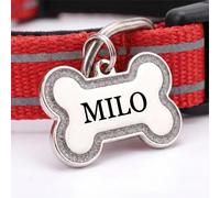 Personalised Dog ID Tag Engraved - Custom Pet Name Tag for Dogs & Cats, Stainless Steel Collar Tag, Clear Durable Engraving, UK Seller 45 * 30 MM (Silver, Large)