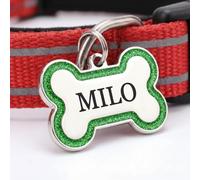 Personalised Dog ID Tag Engraved - Custom Pet Name Tag for Dogs & Cats, Stainless Steel Collar Tag, Clear Durable Engraving, UK Seller 45 * 30 MM (Green, Large)