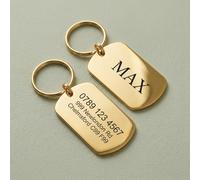 Personalised Dog ID Tag Engraved -QR Code or Simple Sketch of pet, Custom Pet Name Tag for Dogs & Cats,Stainless Steel Collar Tag, Clear Durable Engraving, UK Seller (Silver - Shield, Large)
