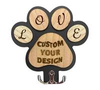 Personalised Dog Lead Hanger with Engraved Text - Customisable Name & Letter Wooden Paw Hook, Wall-Mounted Farmhouse Pet Decor,Multi-Purpose Holder for Leads, Keys, Coats and Towels by The Door