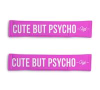Personalised Dog Lead Sleeve | Custom 'Cute But Psycho' Dog Lead Cover | Reactive Nervous Dog Warning | Funny Dog Lead Sign | Lead Wrap UK Gift (Pink)