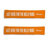 Personalised Dog Lead Sleeve | Custom 'I'm Just Here For The Belly Rubs' Dog Lead Cover | Reactive Nervous Dog Warning | Funny Dog Lead Sign | Velcro Lead Wrap UK (Orange)