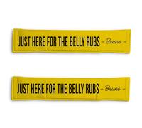 Personalised Dog Lead Sleeve | Custom 'I'm Just Here For The Belly Rubs' Dog Lead Cover | Reactive Nervous Dog Warning | Funny Dog Lead Sign | Velcro Lead Wrap UK (Yellow)
