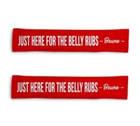 Personalised Dog Lead Sleeve | Custom 'I'm Just Here For The Belly Rubs' Dog Lead Cover | Reactive Nervous Dog Warning | Funny Dog Lead Sign | Velcro Lead Wrap UK (Red)