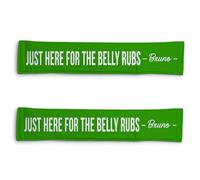 Personalised Dog Lead Sleeve | Custom 'I'm Just Here For The Belly Rubs' Dog Lead Cover | Reactive Nervous Dog Warning | Funny Dog Lead Sign | Velcro Lead Wrap UK (Green)