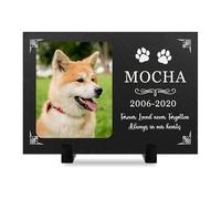 Personalised Dog Memorial Gifts Custom Pet Memorial Plaques Pet Bereavement Gifts with Any Photo & Name Natural Slate Plaque Gifts for Loss of Dog Cat Pet Puppy with Display Stand (30x20cm，Design 7)