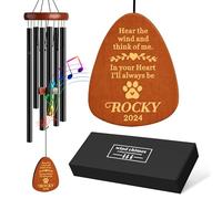 Personalised Dog Memorial Gifts Pet Memorial Wind Chimes Custom Pet Bereavement Gifts 25.5 Inch Wind Chimes for Garden Outdoor Patio Windchimes for Loss of Dog Cat(Design 2, Black)