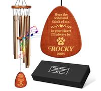 Personalised Dog Memorial Gifts Pet Memorial Wind Chimes Custom Pet Bereavement Gifts 25.5 Inch Wind Chimes for Garden Outdoor Patio Windchimes for Loss of Dog Cat(Design 2, Champagne Gold)