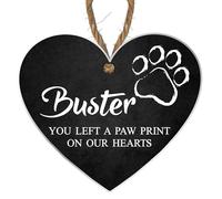 Personalised Dog Memorial Plaque - "Paw Prints on Our Hearts" - Hanging Sign for Pet Lovers - Customisable Name - Pet Loss Remembrance Plaque for Indoor Décor (Black, Acrylic Indoor & Outdoor Use)