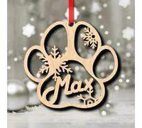 Personalised Dog Paw Christmas Tree Decorations,Custom Christmas Different Names Tree Hanging Wooden Bauble Ornament DIY Gift Wrap Tags (6pcs)