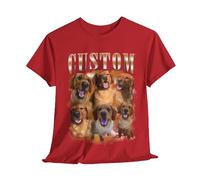 Personalised Dog Pet Bootleg T-Shirt - Photo Picture Name Collage, 90s Style for Dog Lovers - Men's Women's Kids Unisex Show Shirt Tee Top Red