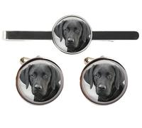 Personalised Dog Photo Labrador Cufflinks & Tie Slide Bar Gift Set Men's Wedding Birthday Gift