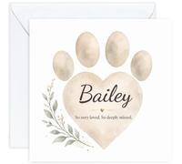 Personalised Dog Sympathy Card - Paw Heart with Name | Pet Loss Card
