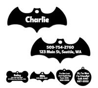 Personalised Dog Tags and Cat Tags, Stainless Steel Pet ID Tags, Front Back Engraving up to 6 Lines of Text, Custom Durable Pet Name Tags for Small Large Dogs Cats（Bat Pack of 1）