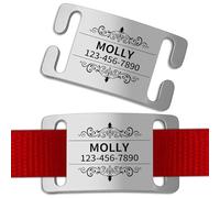 Personalised Dog Tags Engraved for Pets - Custom Name & ID Tag with Silent Slide-On Design for Dogs & Cats | Engrave Pet Identity on Stainless Steel Tag for Collar
