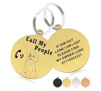 Personalised Dog Tags for Pets Engraved UK Dog Tag Custom Double Sided Engraved Dog ID Tag with Any Name & Number Stainless Steel Dog Name Tag for Dog Cat Kitty Pet Puppy (Gold)