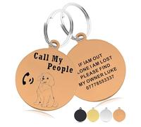 Personalised Dog Tags for Pets Engraved UK Dog Tag Custom Double Sided Engraved Dog ID Tag with Any Name & Number Stainless Steel Dog Name Tag for Dog Cat Kitty Pet Puppy (Champagne Gold)