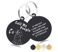 Personalised Dog Tags for Pets Engraved UK Dog Tag Custom Double Sided Engraved Dog ID Tag with Any Name & Number Stainless Steel Dog Name Tag for Dog Cat Kitty Pet Puppy (Black)
